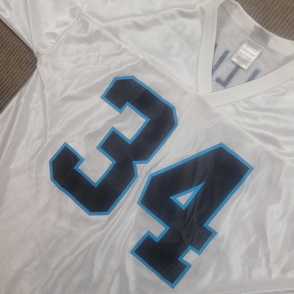 NFL Team Apparel Carolina Panthers Jersey White Blue Black 34 Mens XL 7042A 09